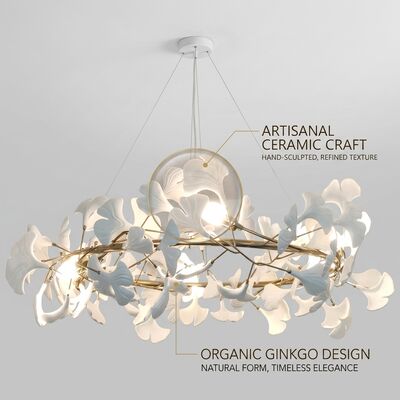 Lampadario a sospensione in foglia di palma di cristallo realizzato a mano su misura Lampada a sospensione placcata in oro di lusso per la sala da pranzo della villa