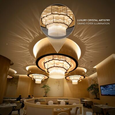 Lampadario in cristallo multistrato di marmo su misura, grande lampada a sospensione per foyer, hotel, villa, club