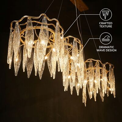 Lampadario di lusso in marmo con più pendenti in cristallo, lampada a sospensione personalizzata per hotel, villa, club